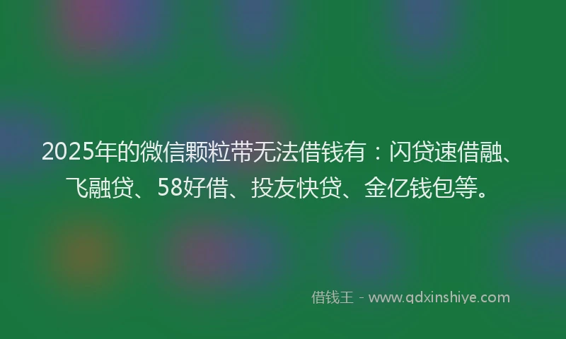 2025年的微信颗粒带无法借钱有：闪贷速借融、飞融贷、58好借、投友快贷、金亿钱包等。
