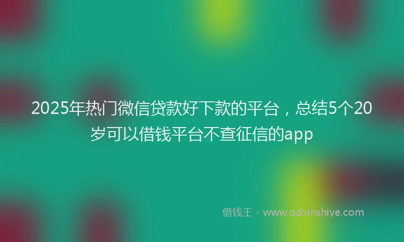 2025年热门微信贷款好下款的平台，总结5个20岁可以借钱平台不查征信的app