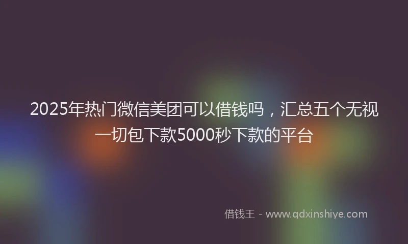 2025年热门微信美团可以借钱吗，汇总五个无视一切包下款5000秒下款的平台