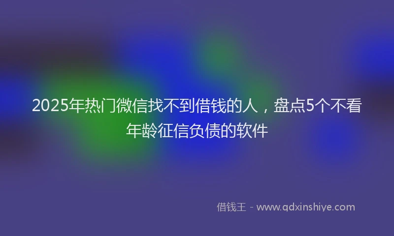 2025年热门微信找不到借钱的人，盘点5个不看年龄征信负债的软件