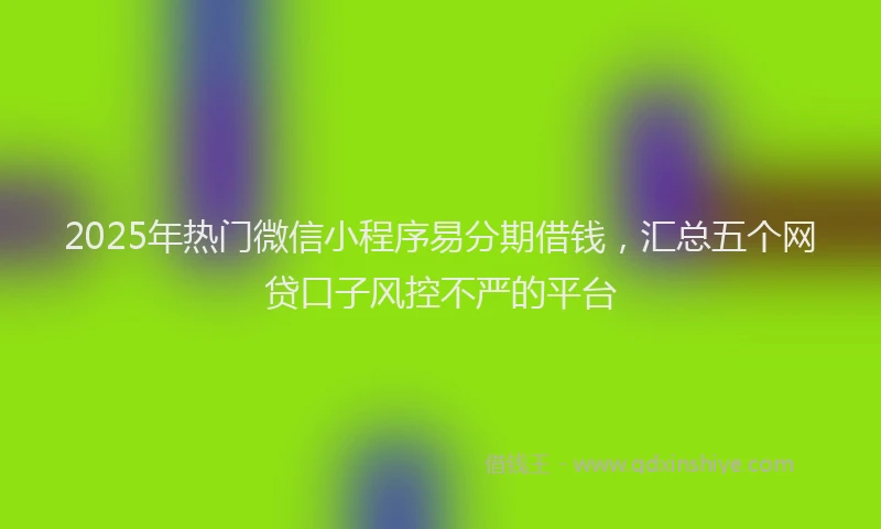 2025年热门微信小程序易分期借钱，汇总五个网贷口子风控不严的平台