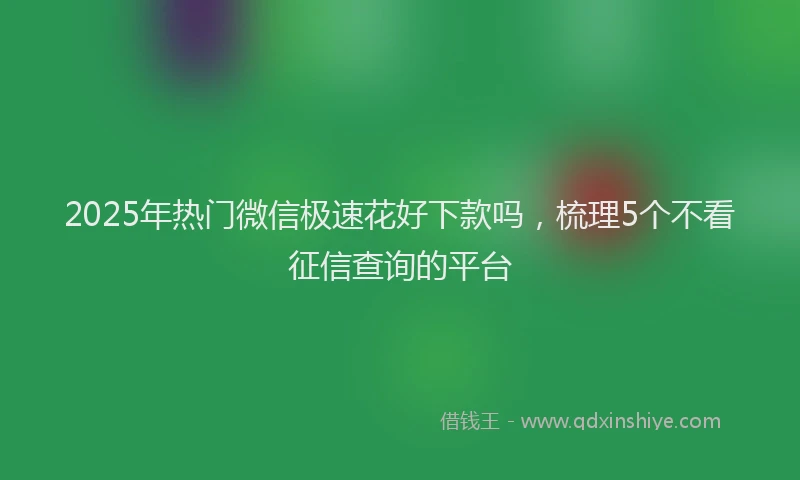 2025年热门微信极速花好下款吗，梳理5个不看征信查询的平台