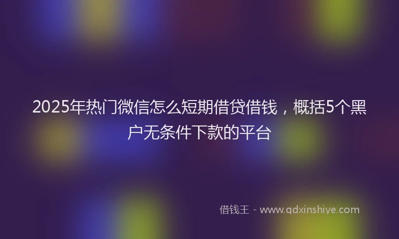 2025年热门微信怎么短期借贷借钱，概括5个黑户无条件下款的平台