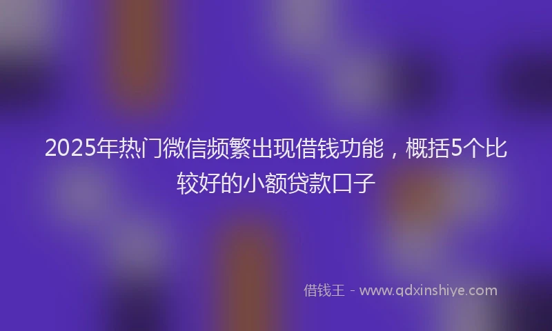 2025年热门微信频繁出现借钱功能，概括5个比较好的小额贷款口子
