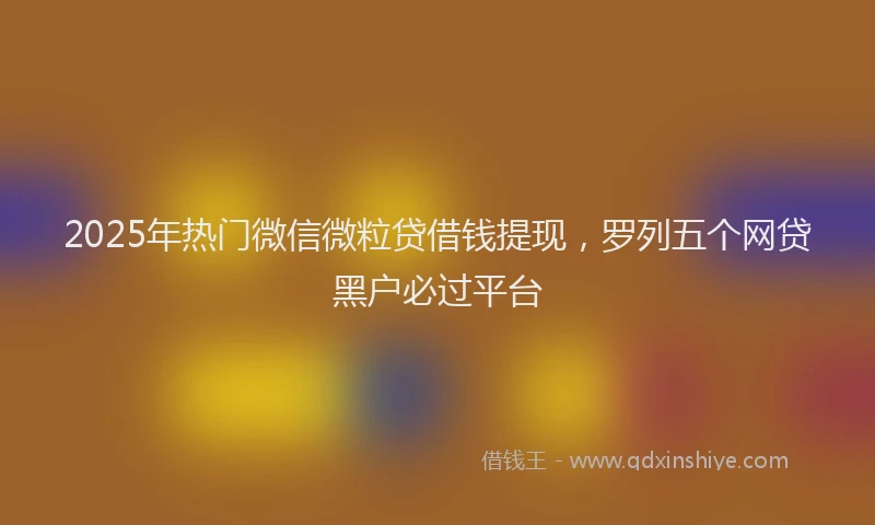 2025年热门微信微粒贷借钱提现，罗列五个网贷黑户必过平台