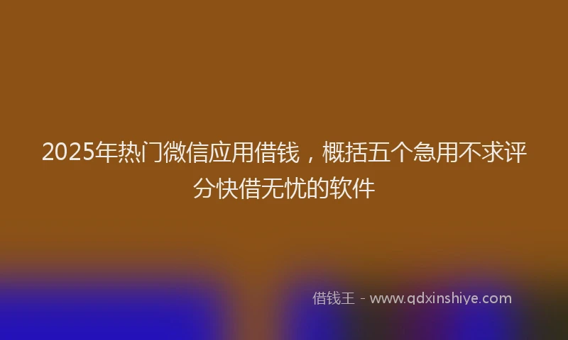 2025年热门微信应用借钱，概括五个急用不求评分快借无忧的软件