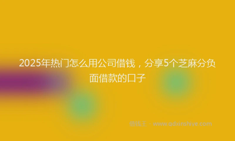 2025年热门怎么用公司借钱，分享5个芝麻分负面借款的口子