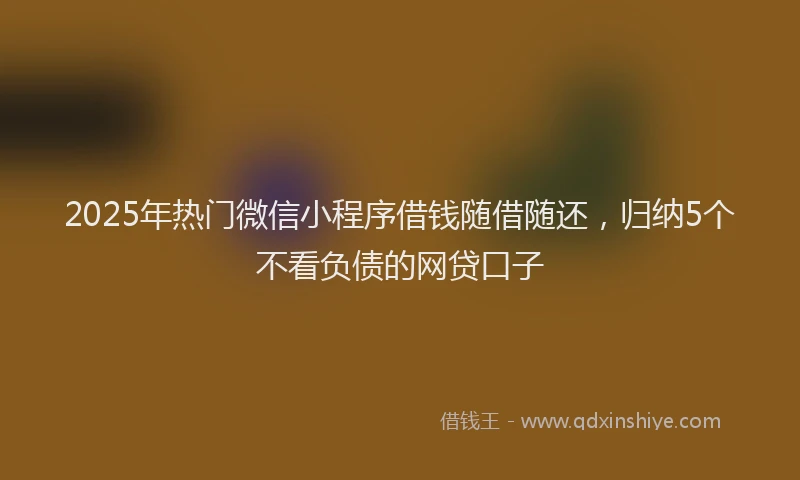 2025年热门微信小程序借钱随借随还，归纳5个不看负债的网贷口子