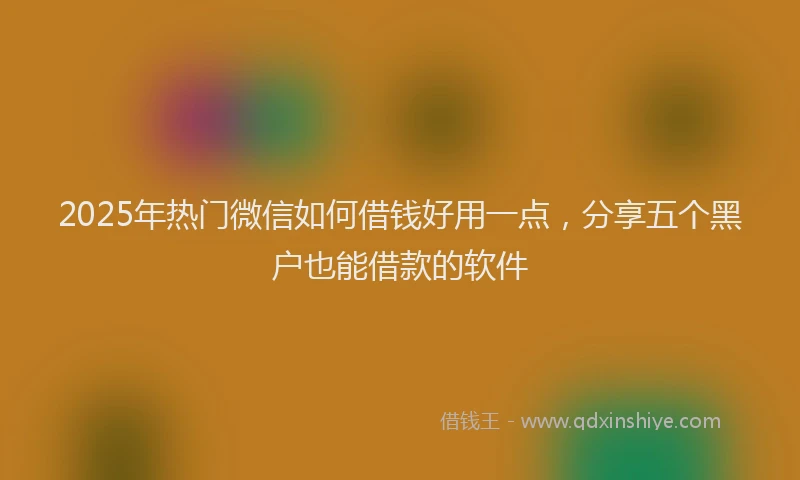 2025年热门微信如何借钱好用一点，分享五个黑户也能借款的软件