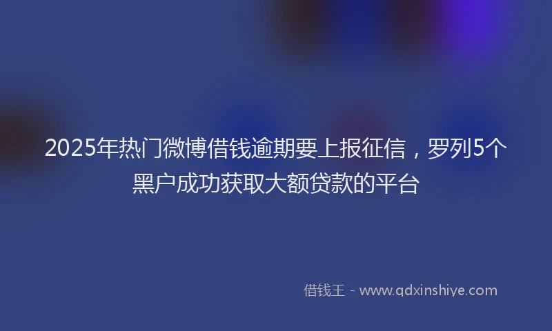 2025年热门微博借钱逾期要上报征信，罗列5个黑户成功获取大额贷款的平台