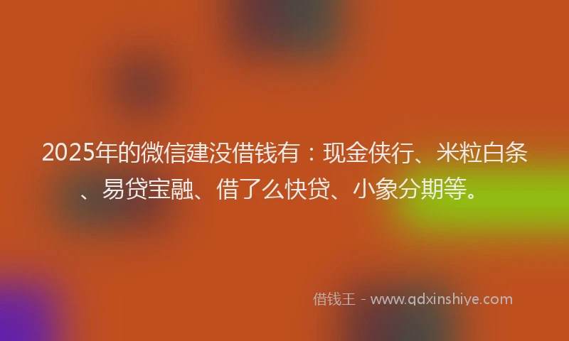 2025年的微信建没借钱有：现金侠行、米粒白条、易贷宝融、借了么快贷、小象分期等。
