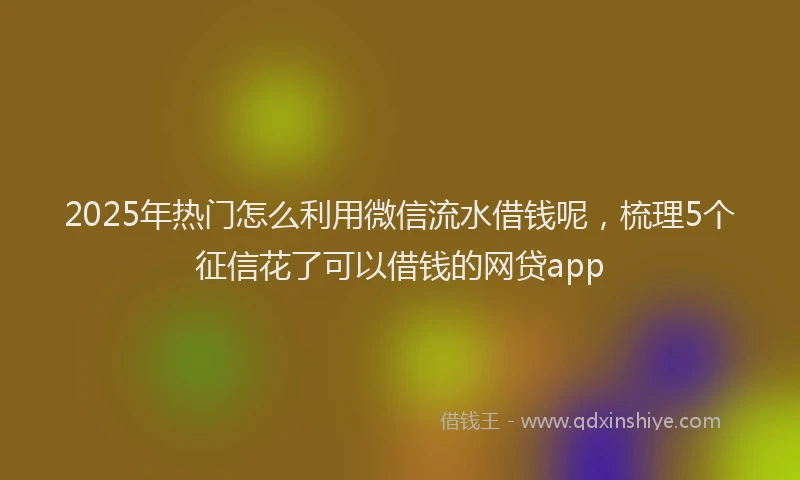2025年热门怎么利用微信流水借钱呢，梳理5个征信花了可以借钱的网贷app