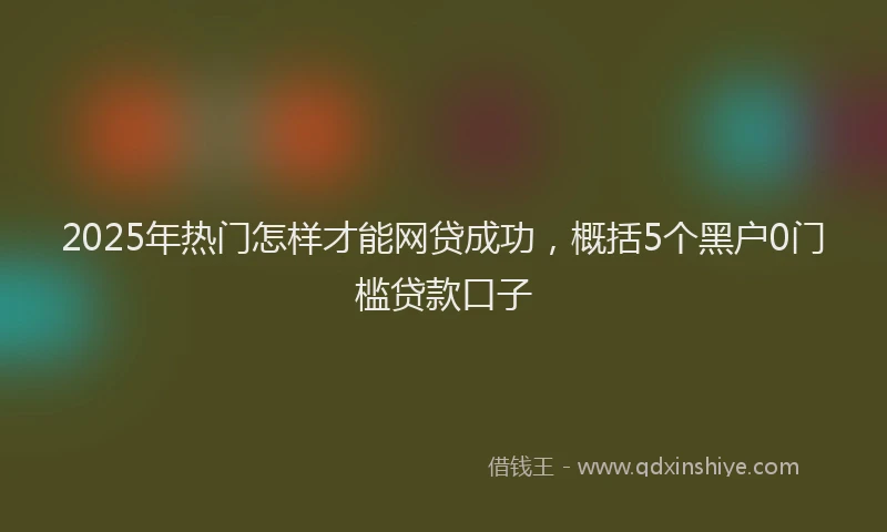 2025年热门怎样才能网贷成功，概括5个黑户0门槛贷款口子