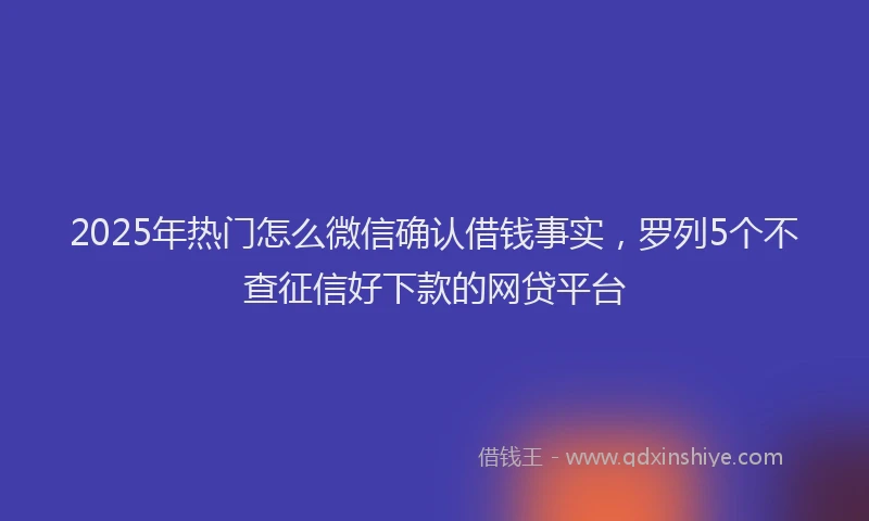 2025年热门怎么微信确认借钱事实，罗列5个不查征信好下款的网贷平台