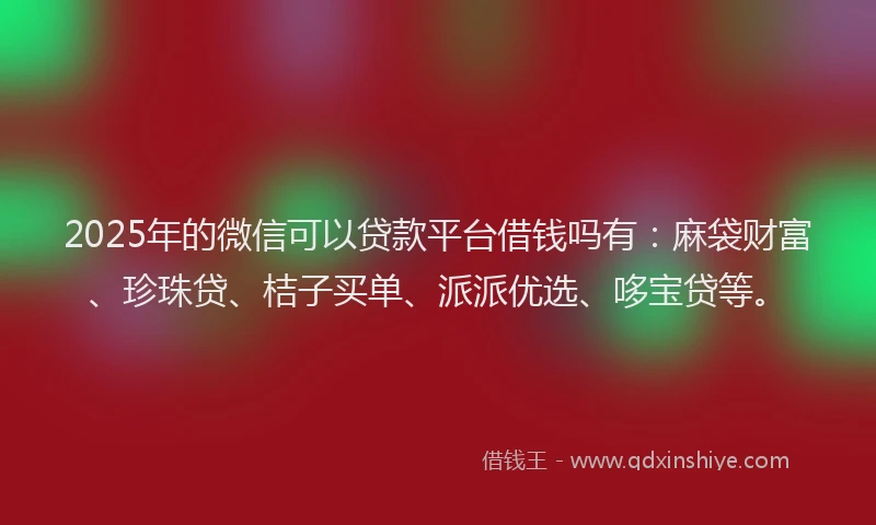 2025年的微信可以贷款平台借钱吗有：麻袋财富、珍珠贷、桔子买单、派派优选、哆宝贷等。