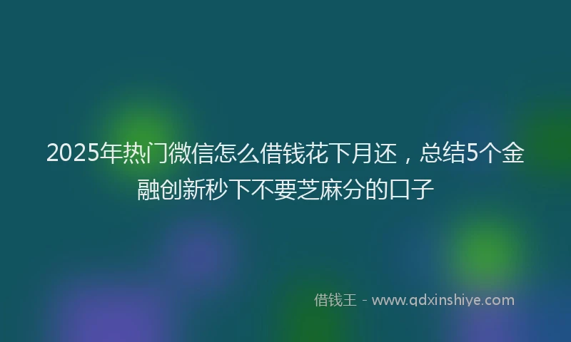 2025年热门微信怎么借钱花下月还，总结5个金融创新秒下不要芝麻分的口子