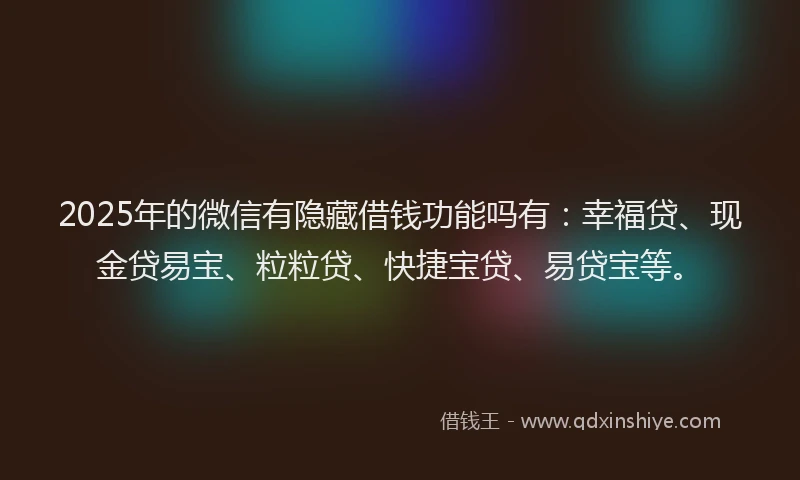 2025年的微信有隐藏借钱功能吗有：幸福贷、现金贷易宝、粒粒贷、快捷宝贷、易贷宝等。