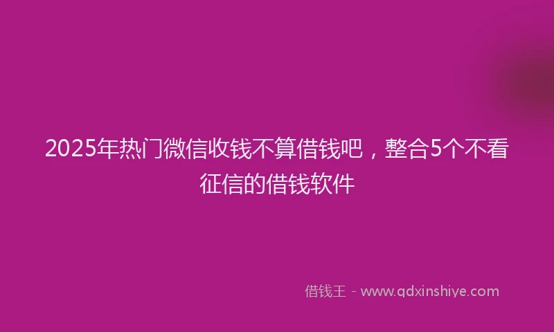 2025年热门微信收钱不算借钱吧，整合5个不看征信的借钱软件