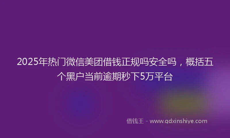 2025年热门微信美团借钱正规吗安全吗，概括五个黑户当前逾期秒下5万平台