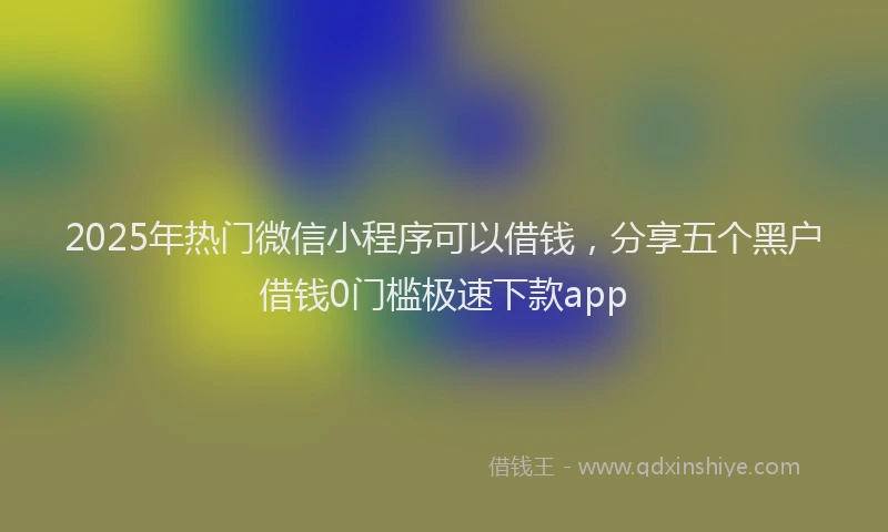 2025年热门微信小程序可以借钱，分享五个黑户借钱0门槛极速下款app