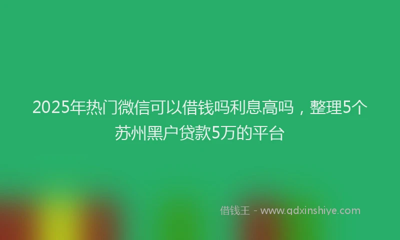 2025年热门微信可以借钱吗利息高吗，整理5个苏州黑户贷款5万的平台