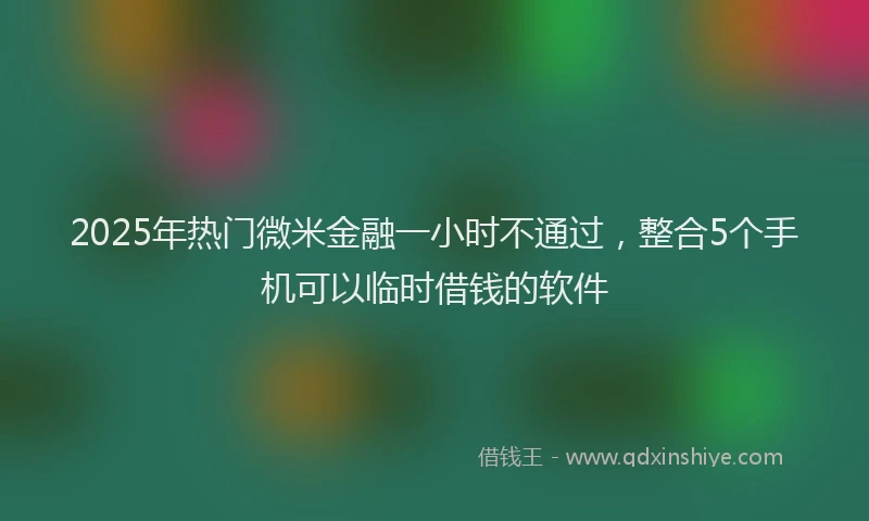 2025年热门微米金融一小时不通过，整合5个手机可以临时借钱的软件