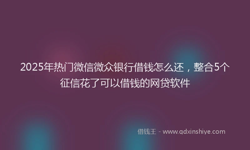 2025年热门微信微众银行借钱怎么还，整合5个征信花了可以借钱的网贷软件