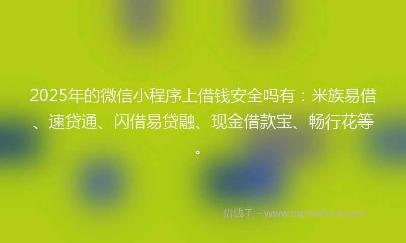 2025年的微信小程序上借钱安全吗有：米族易借、速贷通、闪借易贷融、现金借款宝、畅行花等。