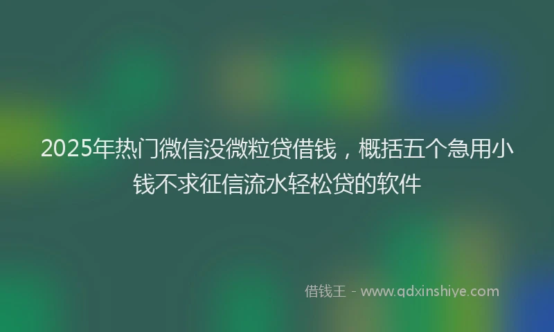 2025年热门微信没微粒贷借钱,概括五个急用小钱不求征信流水轻松贷的软件