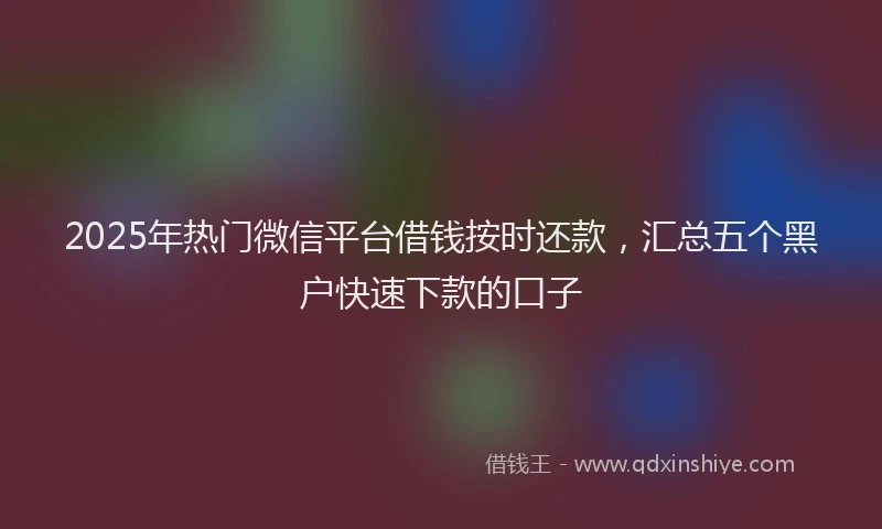 2025年热门微信平台借钱按时还款，汇总五个黑户快速下款的口子