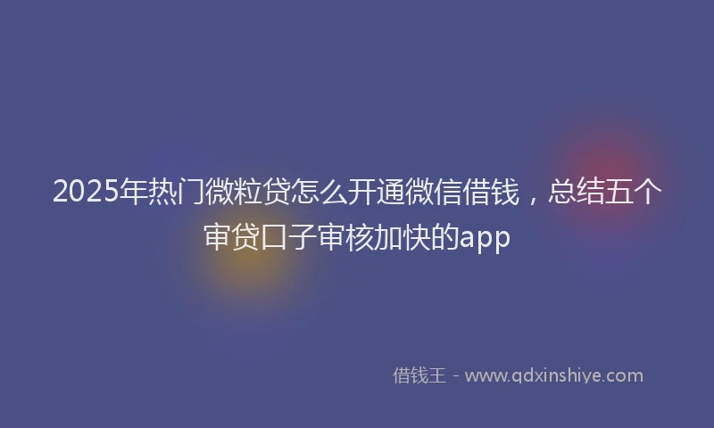 2025年热门微粒贷怎么开通微信借钱，总结五个审贷口子审核加快的app