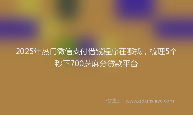 2025年热门微信支付借钱程序在哪找，梳理5个秒下700芝麻分贷款平台