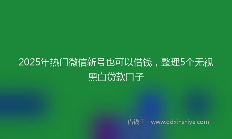 2025年热门微信新号也可以借钱，整理5个无视黑白贷款口子