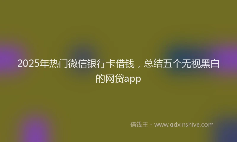 2025年热门微信银行卡借钱，总结五个无视黑白的网贷app