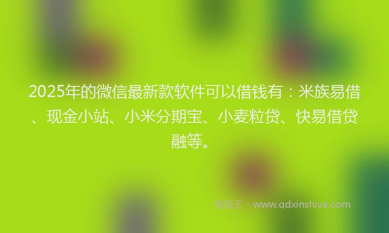 2025年的微信最新款软件可以借钱有：米族易借、现金小站、小米分期宝、小麦粒贷、快易借贷融等。