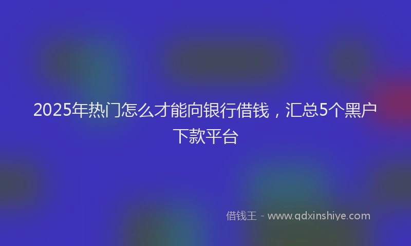 2025年热门怎么才能向银行借钱，汇总5个黑户下款平台