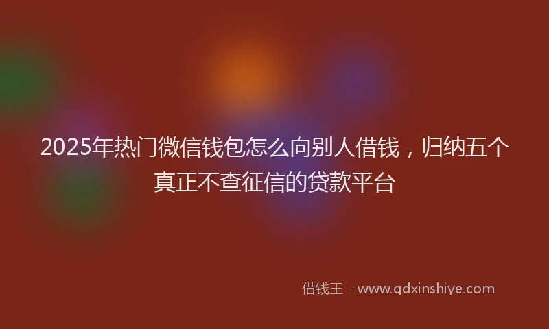2025年热门微信钱包怎么向别人借钱，归纳五个真正不查征信的贷款平台
