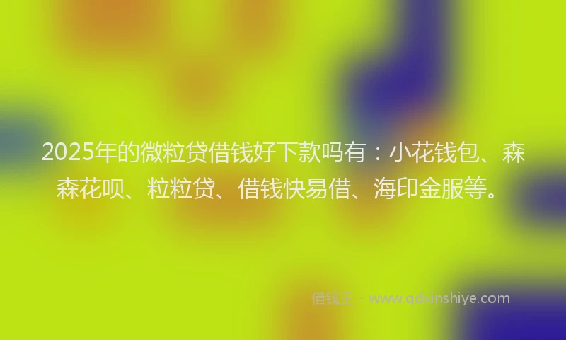 2025年的微粒贷借钱好下款吗有：小花钱包、森森花呗、粒粒贷、借钱快易借、海印金服等。