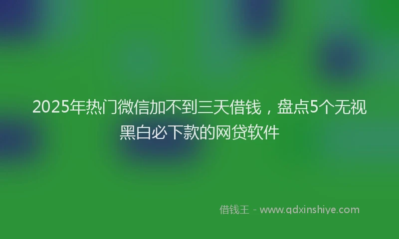 2025年热门微信加不到三天借钱，盘点5个无视黑白必下款的网贷软件