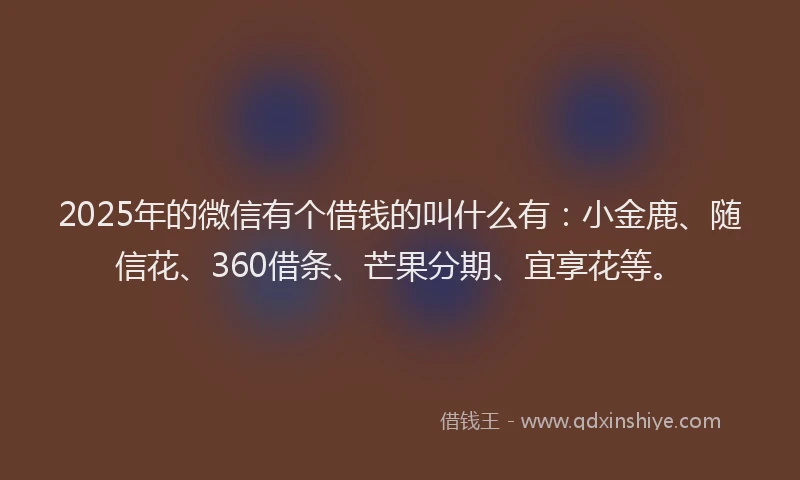 2025年的微信有个借钱的叫什么有:小金鹿、随信花、360借条、芒果分期、宜享花等。