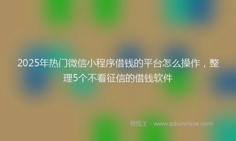 2025年热门微信小程序借钱的平台怎么操作，整理5个不看征信的借钱软件