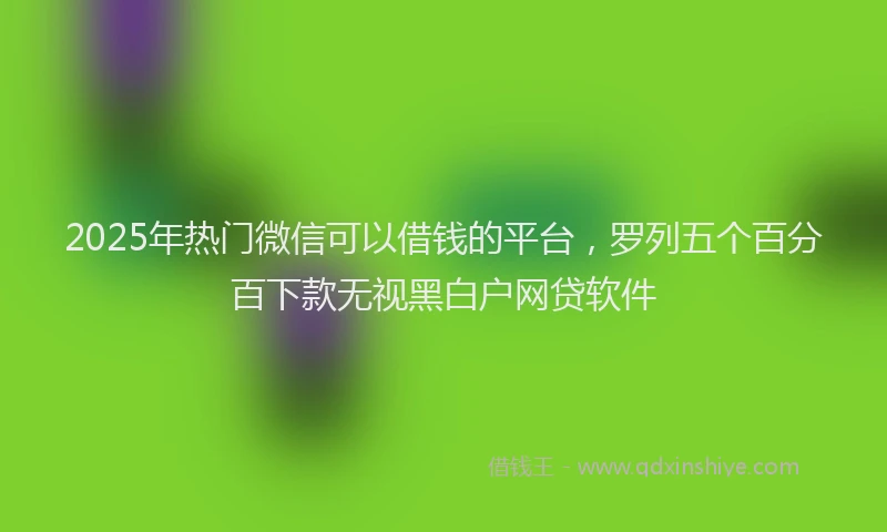 2025年热门微信可以借钱的平台，罗列五个百分百下款无视黑白户网贷软件