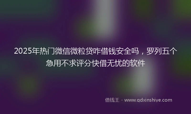 2025年热门微信微粒贷咋借钱安全吗，罗列五个急用不求评分快借无忧的软件
