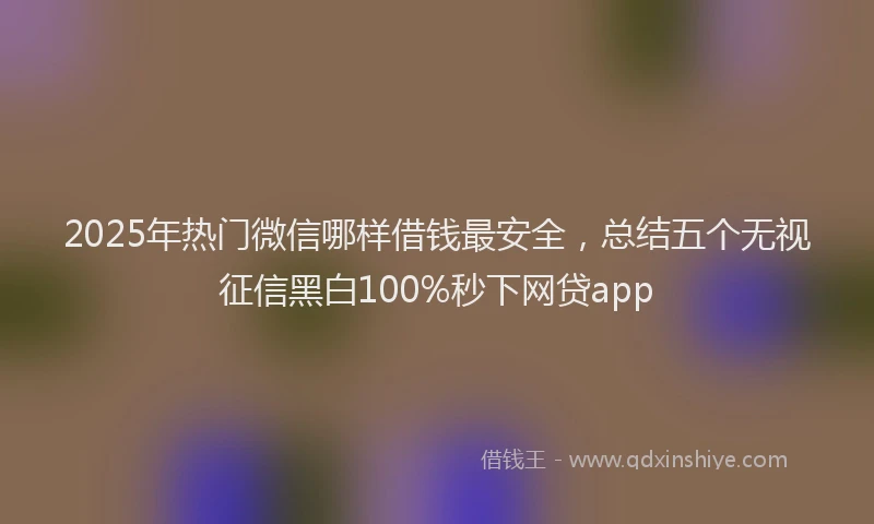 2025年热门微信哪样借钱最安全，总结五个无视征信黑白100%秒下网贷app