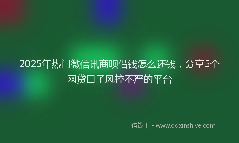 2025年热门微信讯商呗借钱怎么还钱，分享5个网贷口子风控不严的平台