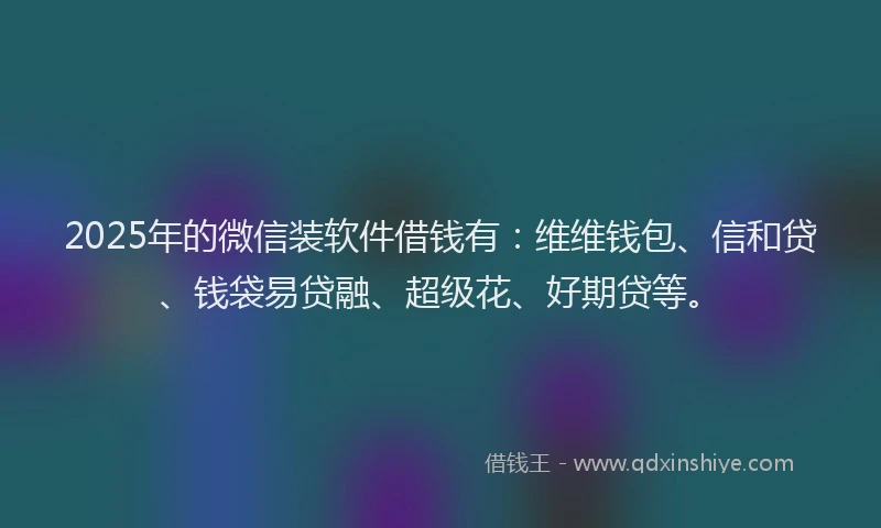 2025年的微信装软件借钱有：维维钱包、信和贷、钱袋易贷融、超级花、好期贷等。