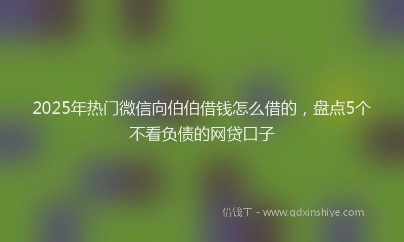 2025年热门微信向伯伯借钱怎么借的，盘点5个不看负债的网贷口子
