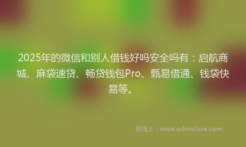 2025年的微信和别人借钱好吗安全吗有：启航商城、麻袋速贷、畅贷钱包Pro、甄易借通、钱袋快易等。