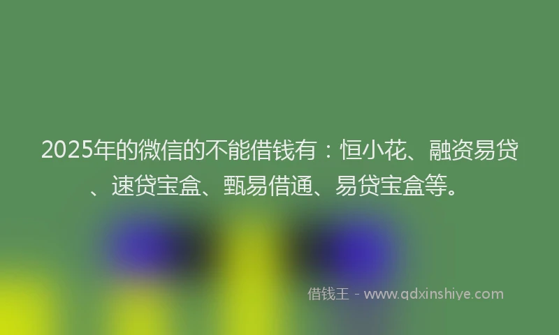 2025年的微信的不能借钱有：恒小花、融资易贷、速贷宝盒、甄易借通、易贷宝盒等。
