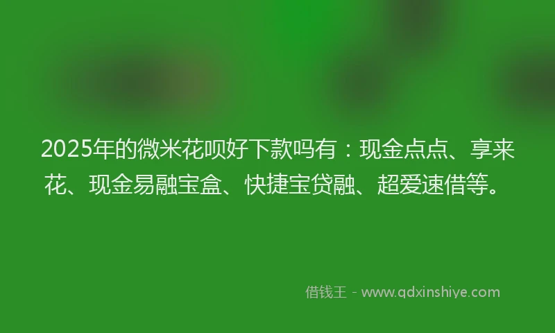2025年的微米花呗好下款吗有：现金点点、享来花、现金易融宝盒、快捷宝贷融、超爱速借等。
